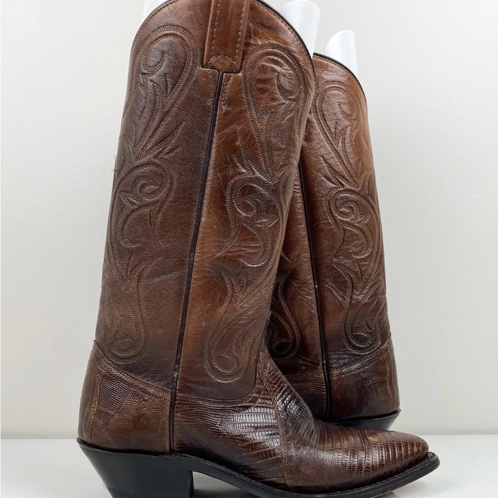 Dan Post Women’s Brown Leather Teju Lizard Western Cowboy Boots Size 6.0 DP2451J